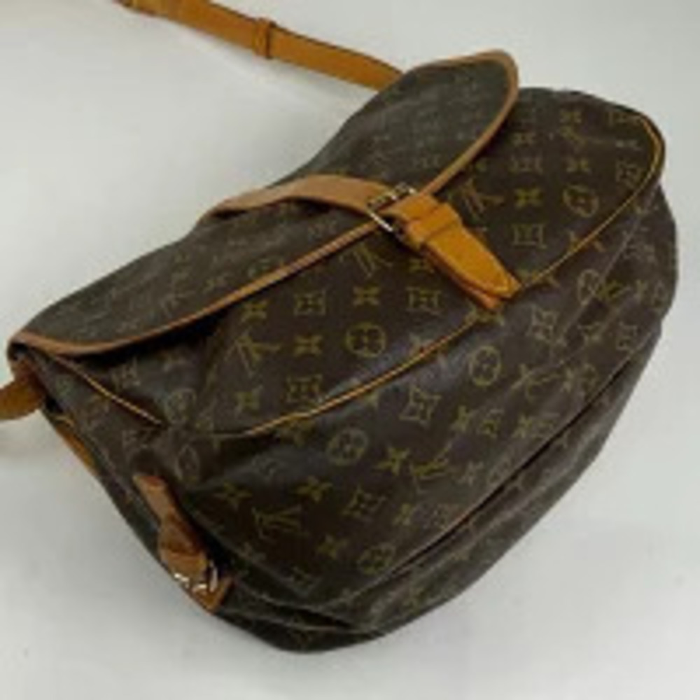 Louis Vuitton Monogram Saumur Shoulder Brown Bag Crossbody Brown